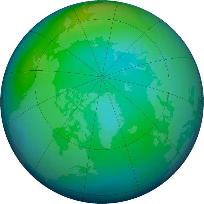 Arctic ozone map for November 2012